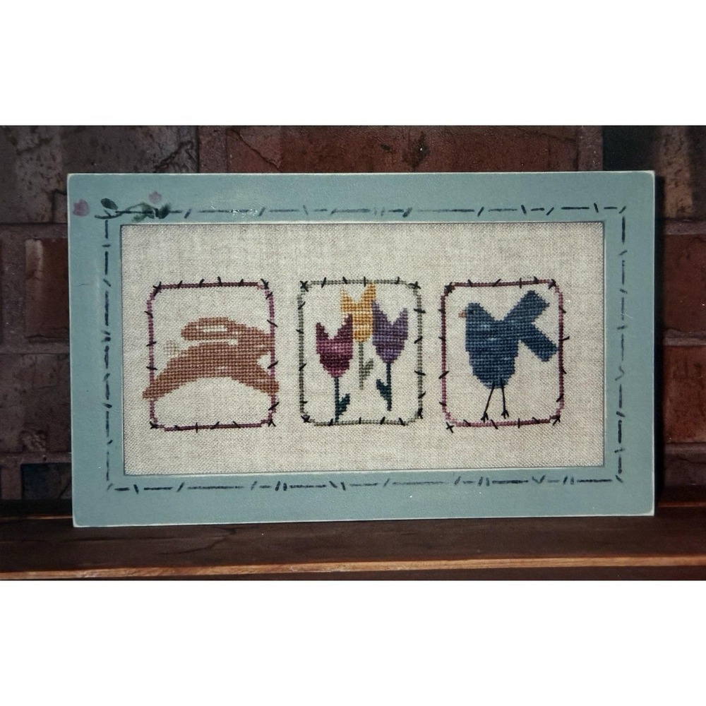 SPRING Seasonal Cross Stitch Pattern By Angel Stitchin Bunny Rabbit Flowers Bird